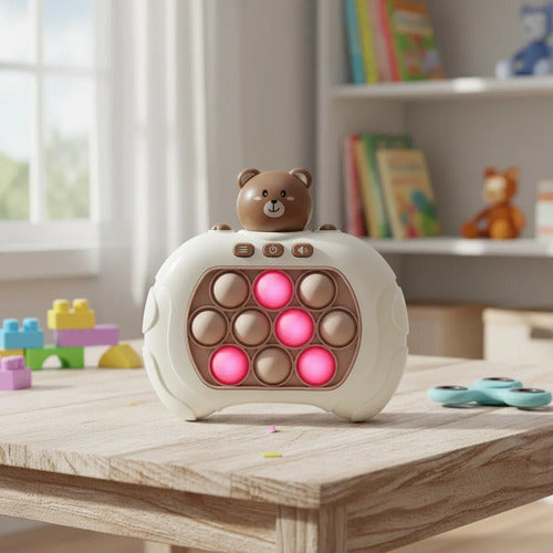 Juego Consola Pop It Electrónica Oso Luces Sonidos Infantil Beige / Crema Con Detalles Marrones
