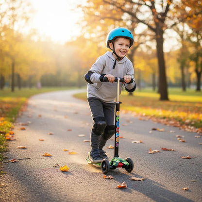 Tripatín Scooter Infantil Luces Ruedas Altura Regulable 50kg Verde