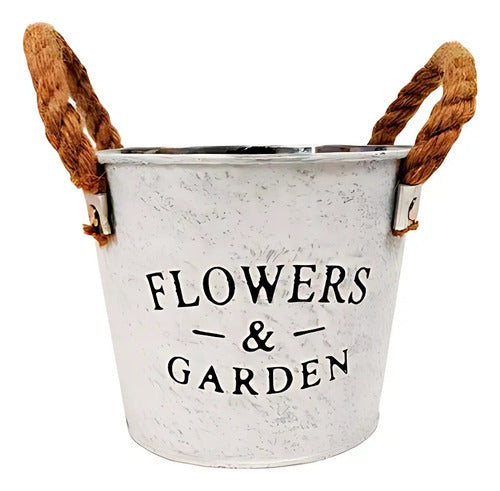 Maceta Metalica Jardin Con Asas Interior Exterior 10x11cm Varios