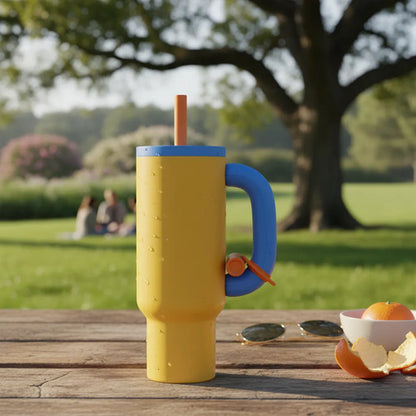 Vaso Termico Acero Inoxidable 1200ml Sorbito Tapa Ergonomico Amarillo Con Azul Bicolor / Mate
