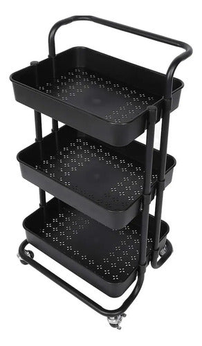 Carro Organizador Almacenamiento Metálico C/ruedas 3 Niveles Color Negro