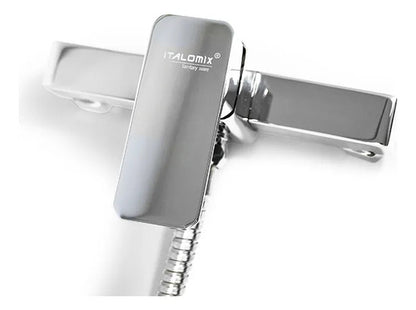 Monocomando Ducha Baño Tubular Mezcladora Manguera Telefono Plateado Brillante