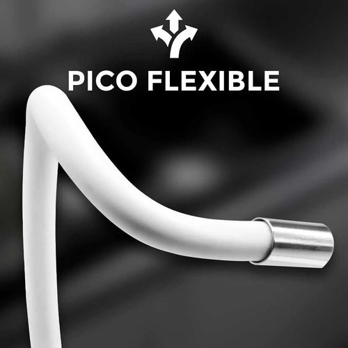 Monocomando 15cm Pico Blanco Flexible Cocina Pared Mesada