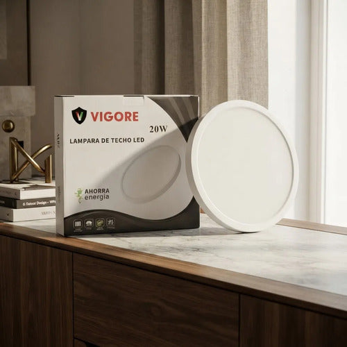 Panel Led Vigore Redondo 30cm 20w Luz Fría 7000k Blanco