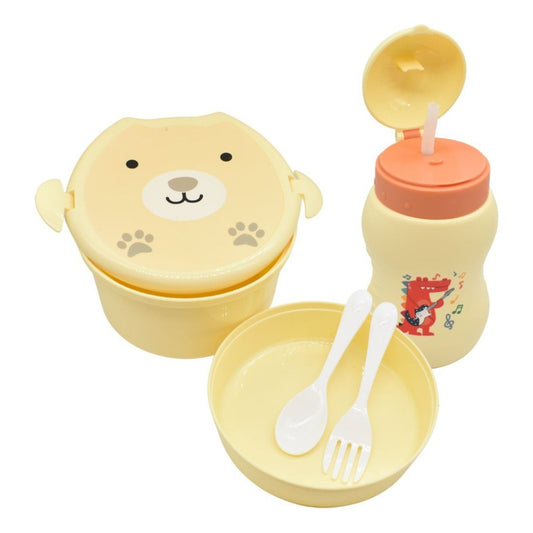 Lonchera Vianda Con Vaso Y Cubiertos De Plastico Para Niños