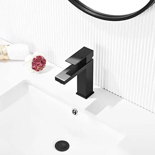 Grifo De Baño Negro Mate De Un Solo Orificio Manija In