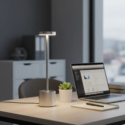 Lampara Luz Gold Led Velador Usb Touch Recargable Tactil Plateado Blanco