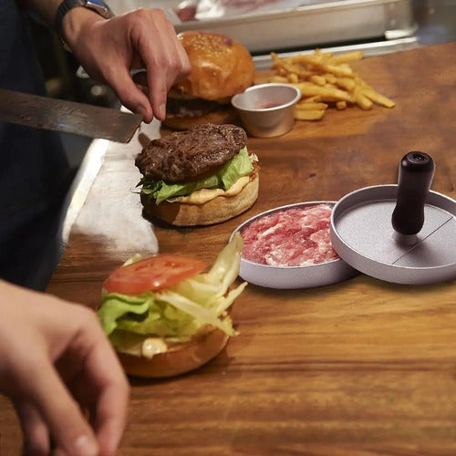Molde Para Hamburguesas De Metal Individual 11.9x11.9x1.8 Cm Plateado