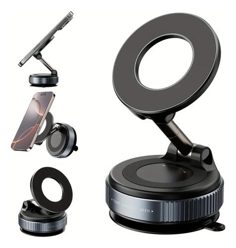 Soporte Magnetico Celular Giratorio 360 Ventosa Resistente Negro