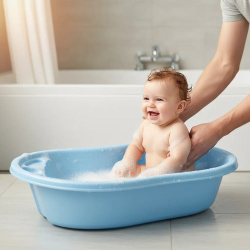 Bañera Infantil Para Bebé Plástico 72x40x20cm Comoda Celeste