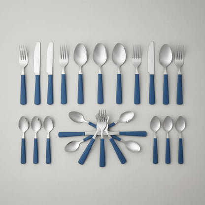 Juego/set De Cubiertos New Kolor X24 Mango Plastico Mesa Azul
