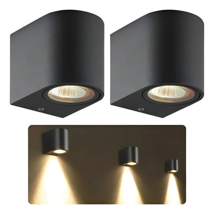 Set X2 Aplique Pared Lampara Exterior Foco Luz Led Spot Negro
