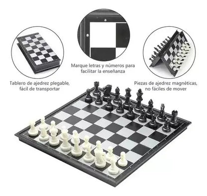 Ajedrez Magnetico Plegable Tablero Fichas Abs Juego De Mesa