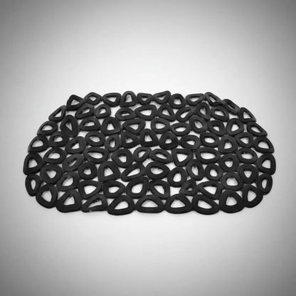 Alfombra Goma Antideslizante Baño Ventosas Diseño 34x64cm Negro