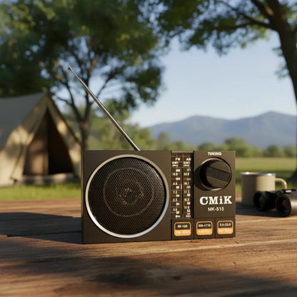 Radio Portátil Recargable Am Fm Sw 3 Bandas Analógica Mini Negro