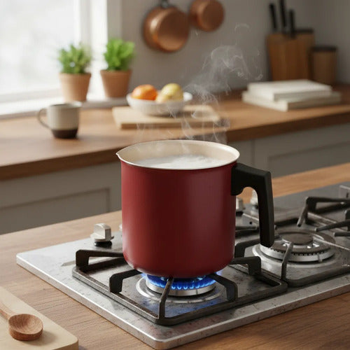 Hervidor Antiadherente 1l 12cm Mango Aislante Cocina Bordó