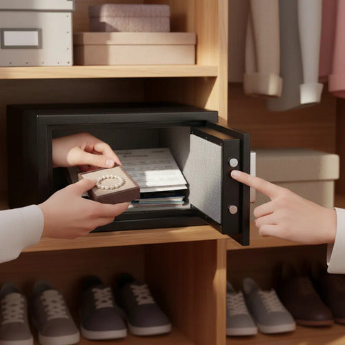 Cofre Caja Fuerte Seguridad Digital Electrónico Acero Llaves Negro