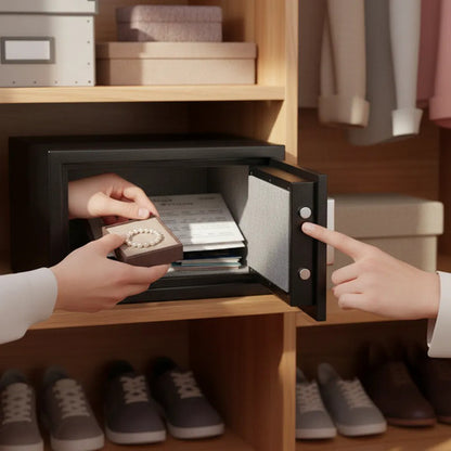 Cofre Caja Fuerte Seguridad Digital Electrónico Acero Llaves Negro