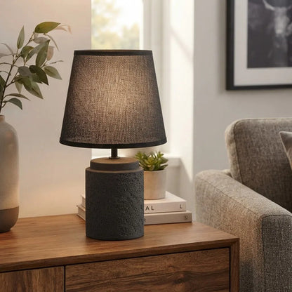 Lámpara Velador Mesa Cerámica Texturizada E27 33cm Negro