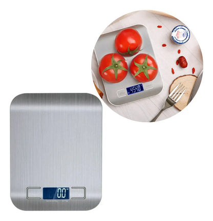 Balanza Digital Cocina Portatil Hasta 5 Kgs Plateado 5 Kg