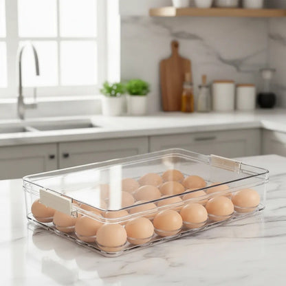 Huevera Acrilica Organizador Con Tapa X24 Huevos Heladera