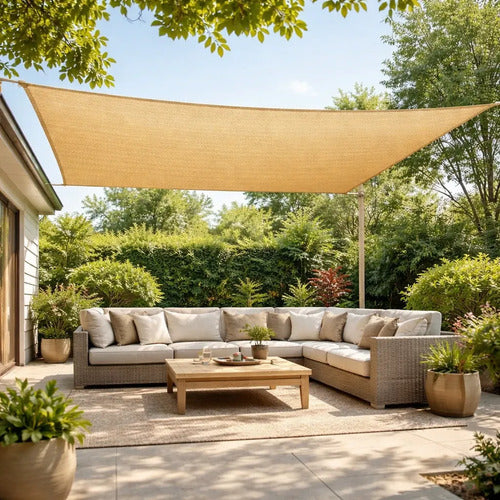 Toldo Malla Media Sombra Rectangular Reforzado 3x4 Metros Beige