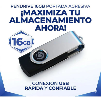 Pendrive Memoria Usb 16gb 3.0 Alta Velocidad Pc Mac Laptop Negro