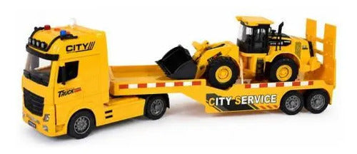 Camión Transportador 55cm Luces Sonido Construcción Camión Amarillo