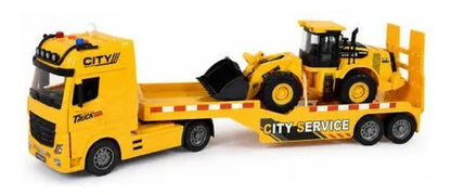 Camión Transportador 55cm Luces Sonido Construcción Camión Amarillo