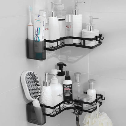 Organizador Estante Colgante Baño Ducha Pared Adhesivo X2 Negro