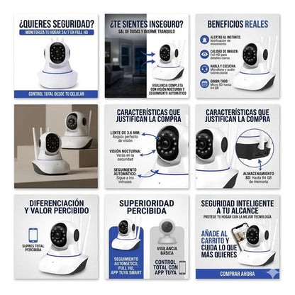 Camaras Vigilancia Robot Wifi Inteligentes Apps Tuya Android Blanco