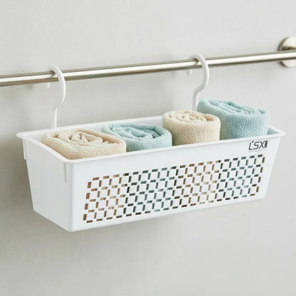 Canasto Organizador Colgante Plástico 32x12x10cm Con Ganchos Blanco