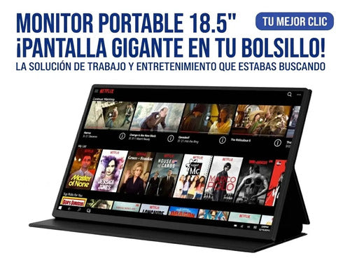 Monitor Portatil 18.5 Pulgadas Full Hd 1080p 60hz Usb Pc Negro