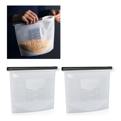 X2 Bolsa Reutilizable De Silicona Hermeticas 1500ml