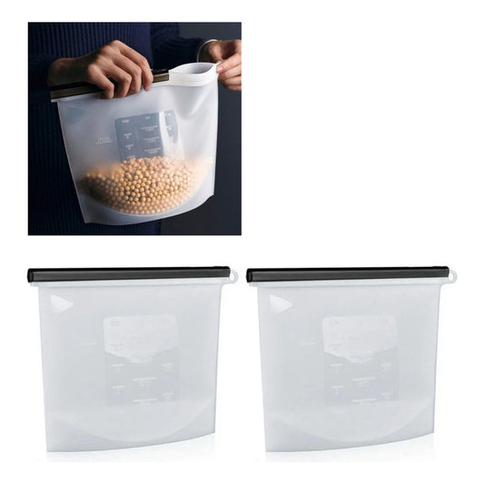 X2 Bolsa Reutilizable De Silicona Hermetica 1500ml