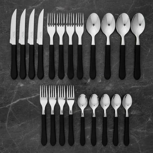 Set Juego De Cubiertos Mesa Pack X20 Piezas Acero Inoxidable Negro