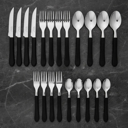 Set Juego De Cubiertos Mesa Pack X20 Piezas Acero Inoxidable Negro