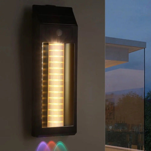 Foco Solar Led Exterior Sensor De Movimiento Lampara Negro Blanco Cálido