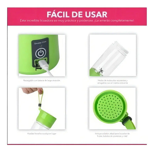Mini Licuadora Portátil Recargable Color Morado