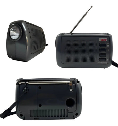 Radio Portatil Recargable Panel Solar Fm Bluetooth Sd Tws Negro