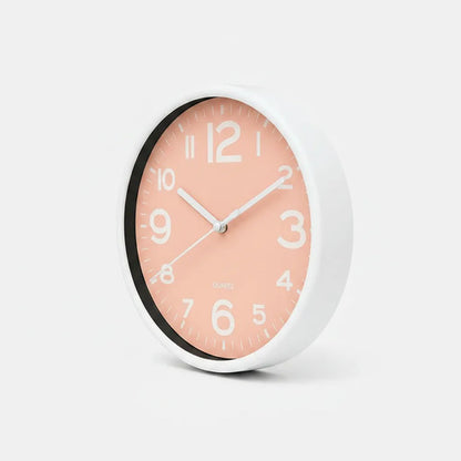 Reloj Pared Decorativo Redondo Analógico Salmón 19cm Blanco Salmón