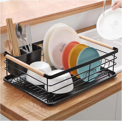 Escurridor Secaplatos Cubiertos Organizador Cocina Acero Negro