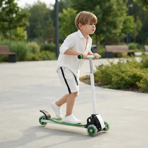 Monopatín Scooter Infantil Plegable Aluminio Freno Trasero Verde