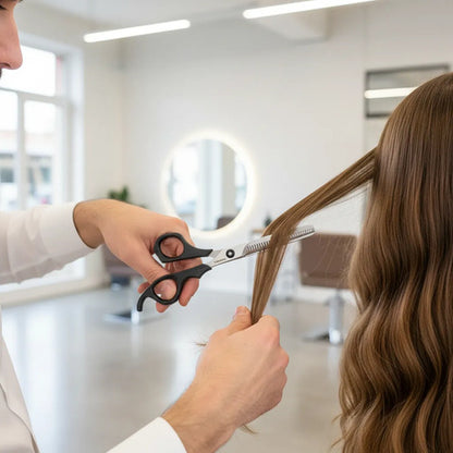 Tijera Cabello Peluquería Microdentada 6 Pulgadas Plástico Negro