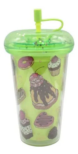 Vaso Acrílico Doble Pared Tapa Silicona Sorbito 450ml Verde
