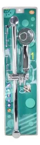 Set Ducha Baño Manual Soporte Ajustable Manguera Flexible Plateado Cromado