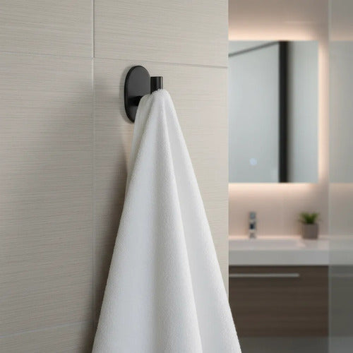 Gancho Perchero Baño Acero Pared 10x6cm Toalla Ropa Negro
