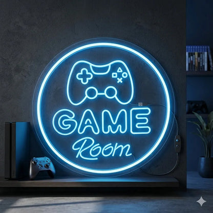Letrero Neon Game Room Regulable Usb Habitacion Gamer 30cm Blanco