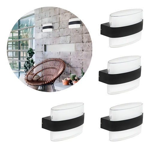 Set X4 Foco Pared Aplique Exterior Lampara Bidireccional