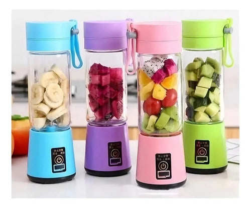 Licuadora Portátil Genérica Portátil Hm-03 380 L Con Usb Celeste Y Jarra De Plástico